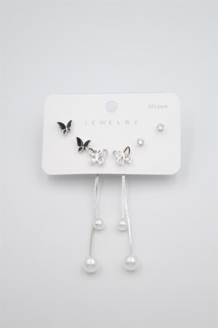 Çoklu Set Küpe - Gümüş Çoklu Set Küpe - Gümüş