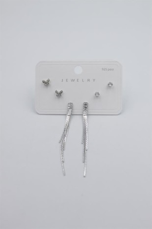 Çoklu Set Küpe - Gümüş Çoklu Set Küpe - Gümüş