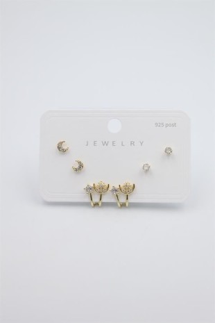 Çoklu Set Küpe - Altın