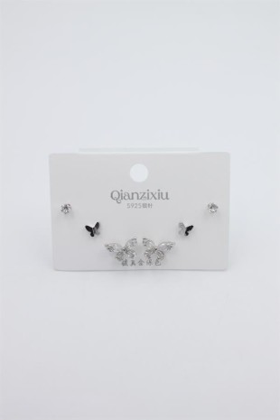 Çoklu Set Küpe - Gümüş Çoklu Set Küpe - Gümüş