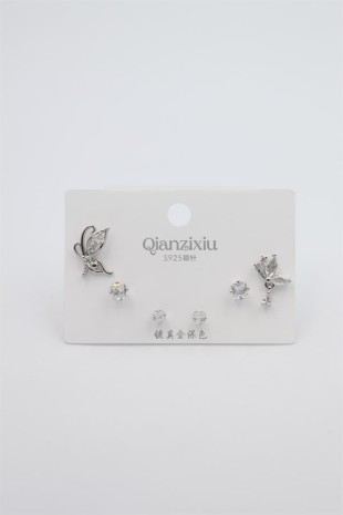Çoklu Set Küpe - Gümüş Çoklu Set Küpe - Gümüş