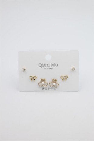 Çoklu Set Küpe - Altın