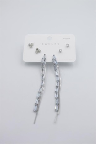 Çoklu Set Küpe - Gümüş Çoklu Set Küpe - Gümüş