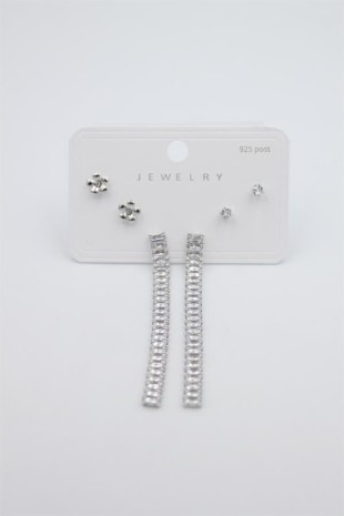 Çoklu Set Küpe - Gümüş Çoklu Set Küpe - Gümüş