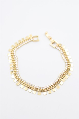 Kare Pullu Su Yolu Bileklik - Altın