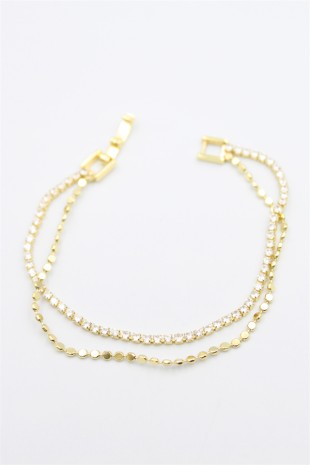 Su Yolu Ezme Zincir Bileklik - Altın