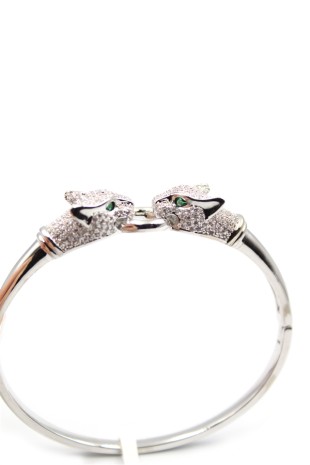 Zirkon Taşlı Leopar Bilezik - Gümüş