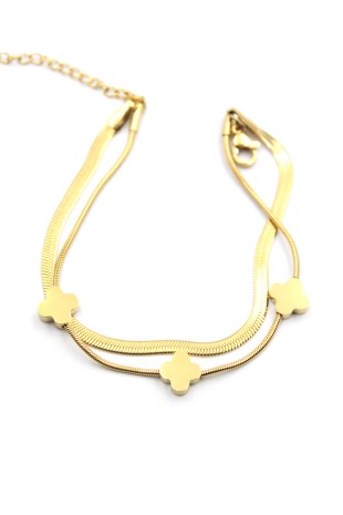 İtalyan Zincir Çoklu Yonca Bileklik - Altın