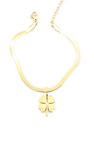 İtalyan Zincir Yonca Bileklik - Altın