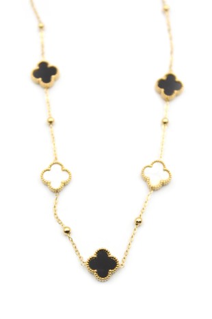 Boncuklu Yonca Kolye - Altın