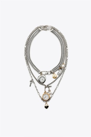 3'lü Saat ve Charm Kolye - Gümüş 3'lü Saat ve Charm Kolye - Gümüş