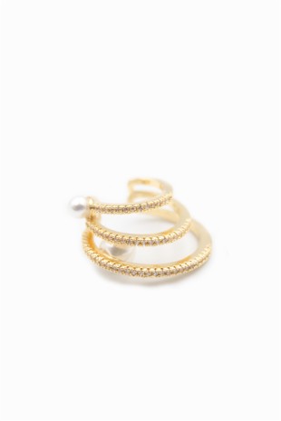 Taşlı Kıkırdak Küpe - Altın