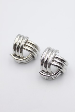 Metal Örgü Küpe - Gümüş