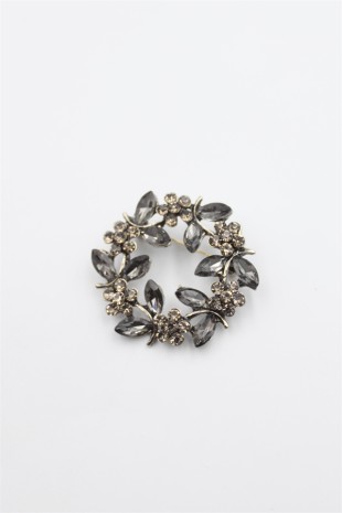 Çiçek Broş - Siyah