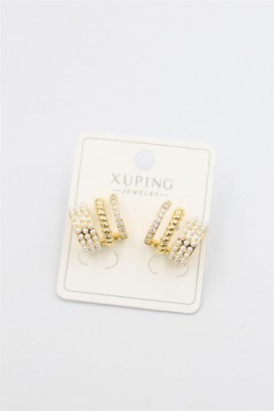 İncili Halka Küpe - Altın İncili Halka Küpe - Altın