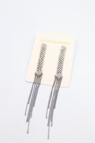 Zincir Sallantılı Küpe - Siyah Zincir Sallantılı Küpe - Siyah