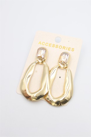 Taşlı Metal Küpe - Pembe Taşlı Metal Küpe - Pembe