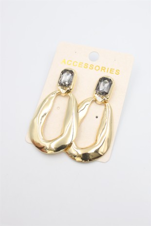 Taşlı Metal Küpe - Siyah Taşlı Metal Küpe - Siyah