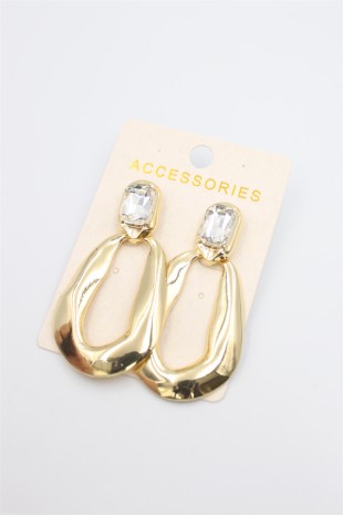 Taşlı Metal Küpe - Beyaz Taşlı Metal Küpe - Beyaz