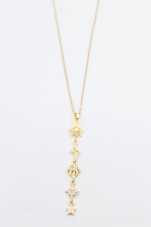 Güneş Yıldız Kolye - Altın