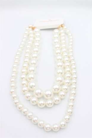 3'lü İnci Set Kolye - Beyaz 3'lü İnci Set Kolye - Beyaz