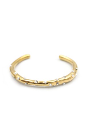 Taşlı İncili Bilezik - Altın