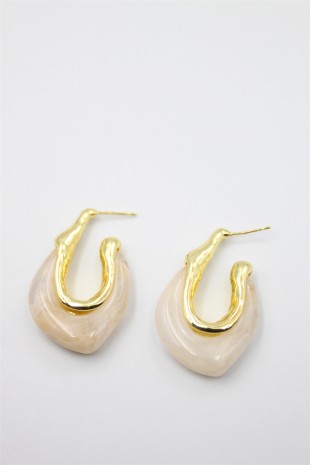 Akrilik Küpe - Krem