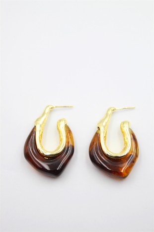 Akrilik Küpe - Kahverengi Akrilik Küpe - Kahverengi