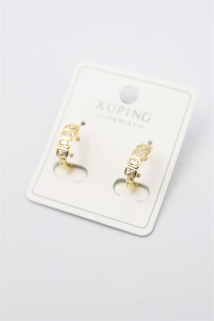 Taşlı Halka Küpe - Altın