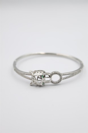 Taşlı Vip Bilezik - Gümüş