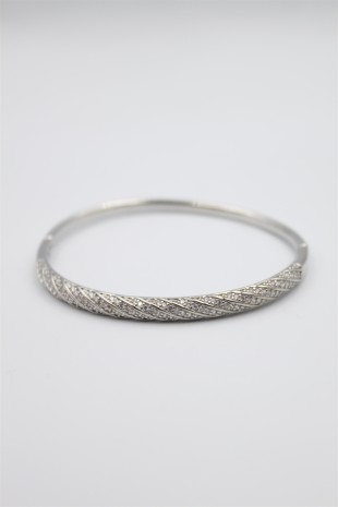 Taşlı Vip Bilezik - Gümüş