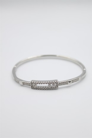 Taşlı Vip Bilezik - Gümüş