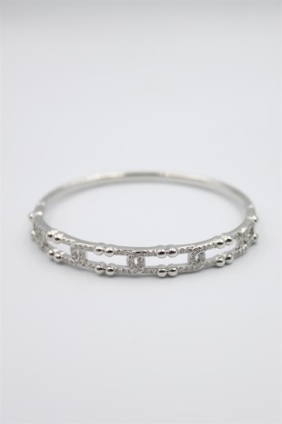 Taşlı Vip Bilezik - Gümüş