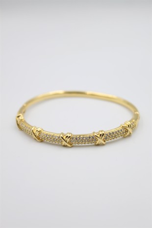 Taşlı Vip Bilezik - Altın