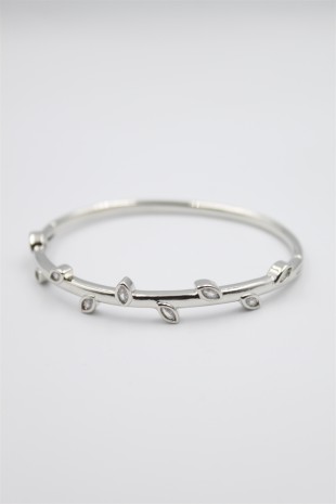 Taşlı Vip Bilezik - Gümüş