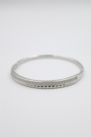 Taşlı Vip Bilezik - Gümüş