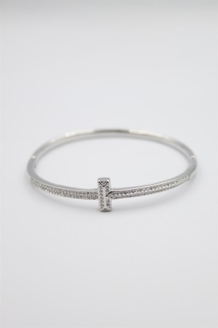 Taşlı Vip Bilezik - Gümüş