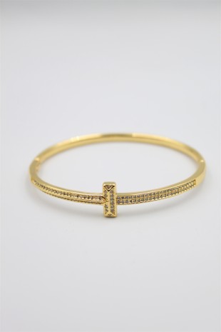 Taşlı Vip Bilezik - Altın