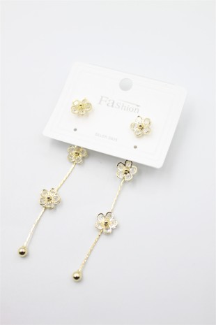 Zirkon Taşlı Küpe - Altın Zirkon Taşlı Küpe - Altın