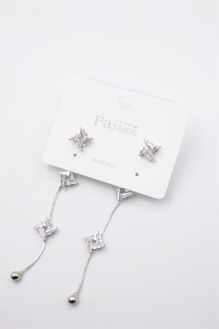 Zirkon Taşlı Küpe - Gümüş Zirkon Taşlı Küpe - Gümüş