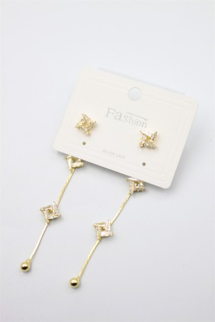 Zirkon Taşlı Küpe - Altın Zirkon Taşlı Küpe - Altın