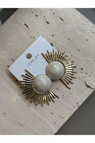 Mineli Güneş Küpe - Krem Mineli Güneş Küpe - Krem