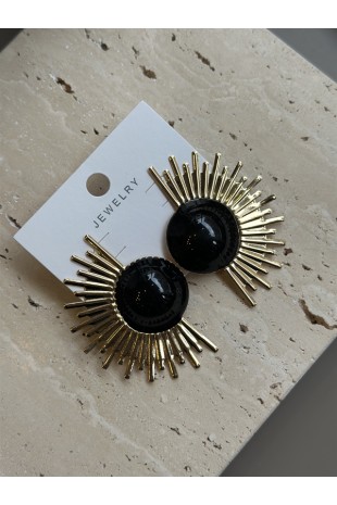 Mineli Güneş Küpe - Siyah Mineli Güneş Küpe - Siyah