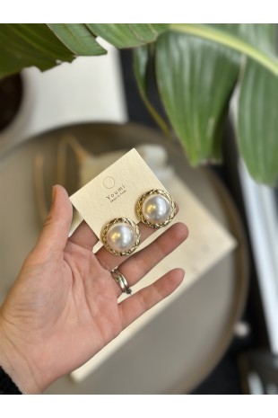 Taşlı Küpe - Beyaz Taşlı Küpe - Beyaz