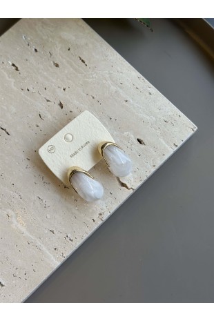 Taşlı Küpe - Beyaz Taşlı Küpe - Beyaz