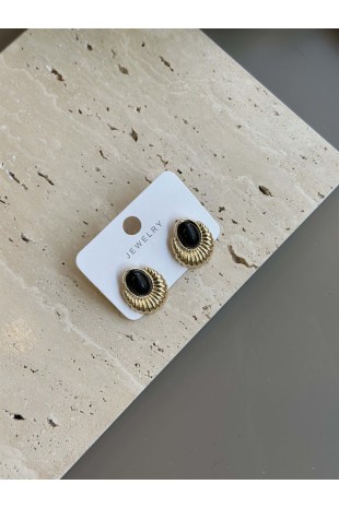 Taşlı Küpe - Siyah