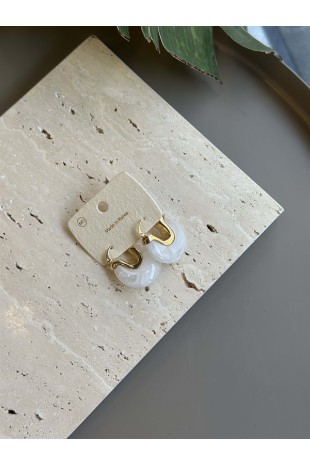 Taşlı Küpe - Beyaz