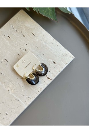 Taşlı Küpe - Siyah