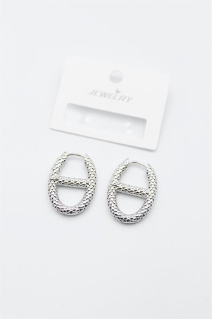 Oval Halka Küpe - Gümüş Oval Halka Küpe - Gümüş