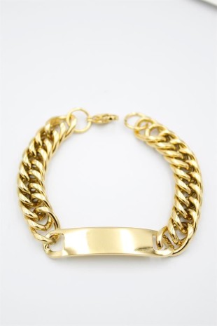 Plaka Zincir Bileklik - Altın
